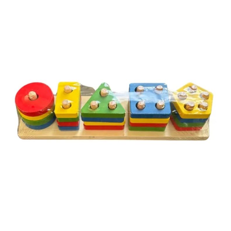 Juego Encaje Y Dificultad Madera Didáctico Bloques Madera -2