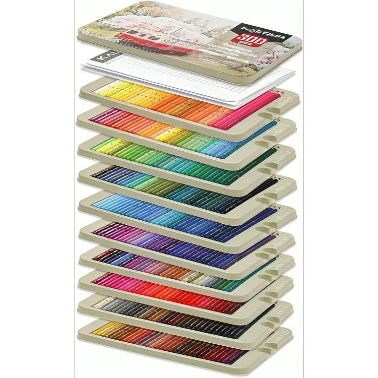 Set 300 Lapices Colore Arte Profesional Dibujo Caja Metálica-1
