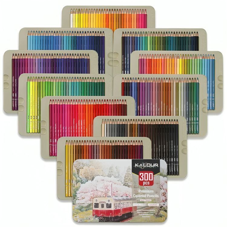 Set 300 Lapices Colore Arte Profesional Dibujo Caja Metálica-2
