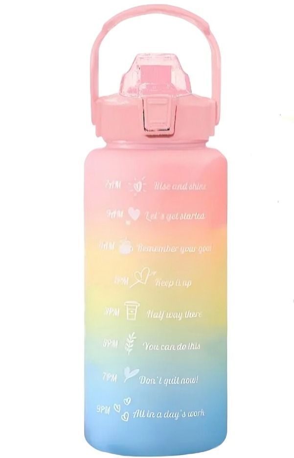 Pack 2 Botellas Agua Motivacionales De 2 Litros Y 900 Ml Multicolor-0