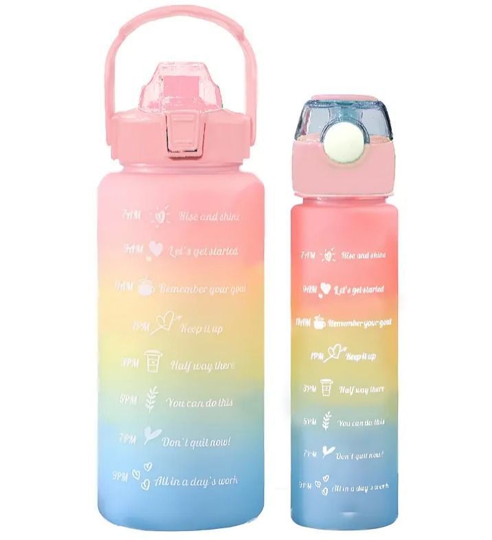 Pack 2 Botellas Agua Motivacionales De 2 Litros Y 900 Ml Multicolor-1