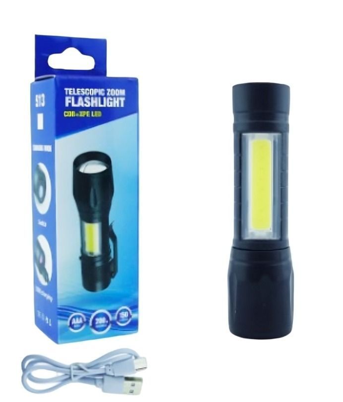 LINTERNA 1 LED+ LED COB TACTICA METAL 200LM USB RECARGABLE-2
