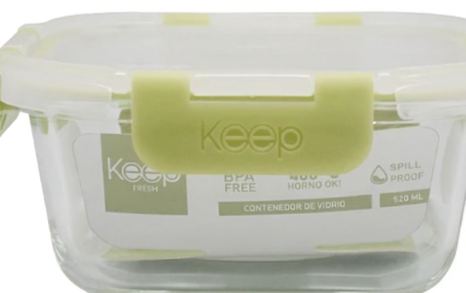 HERMETICO CUADRADO 520ML GLASS KEEP VERDE-1