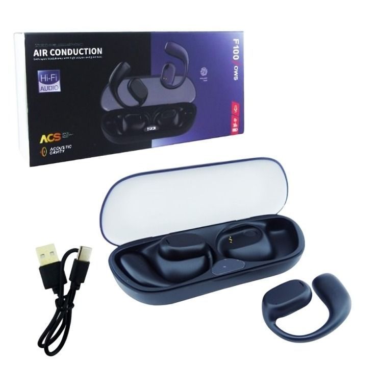AUDIFONO TRUE WIRELESS MOD F100 CARGA MAGNETICA NEGRO-2