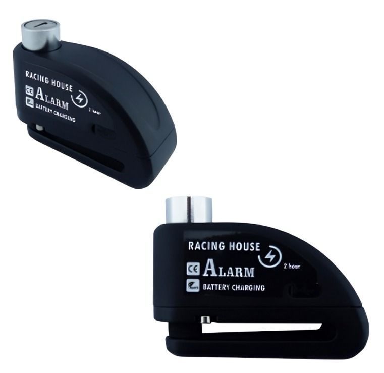 CANDADO PARA FRENO DISCO CON ALARMA NEGRO CON 2 LLAVES RECARGABLE-1