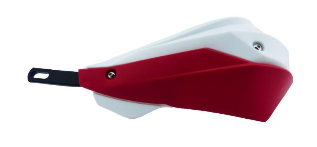 PROTECTOR DE MANILLAR PARA MOTO BASE METAL NEGRA SET X 2 PCS ROJO/BLANCO