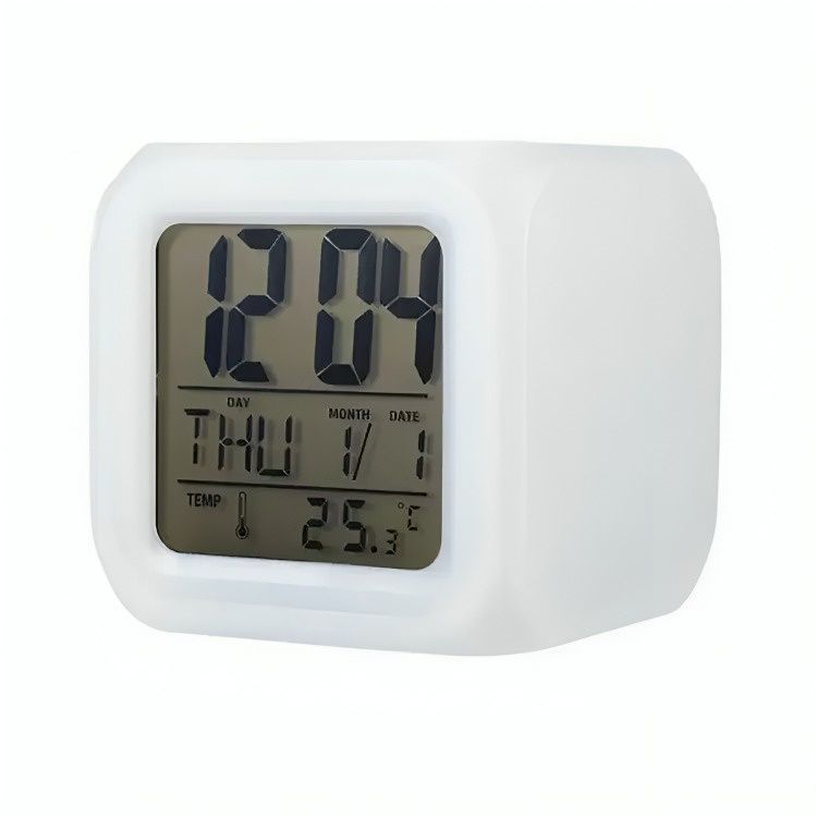 Reloj Cubo Led Despertador Digital Cambia Color-0