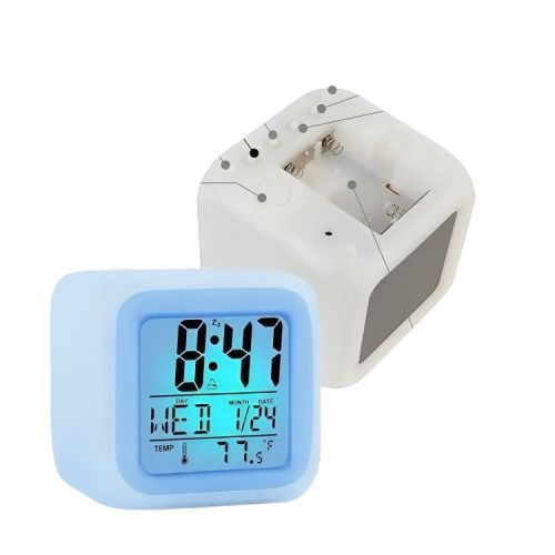 Reloj Cubo Led Despertador Digital Cambia Color-1