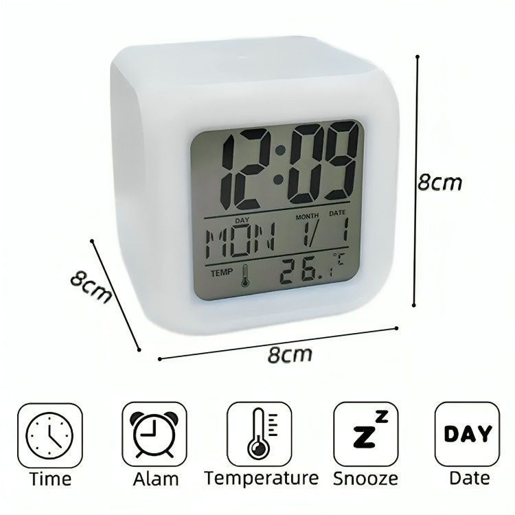 Reloj Cubo Led Despertador Digital Cambia Color-2