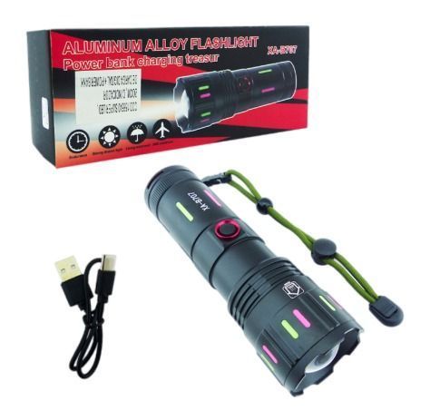 Linterna LED AX-B707 Aluminio Zoom USB Carga Digital