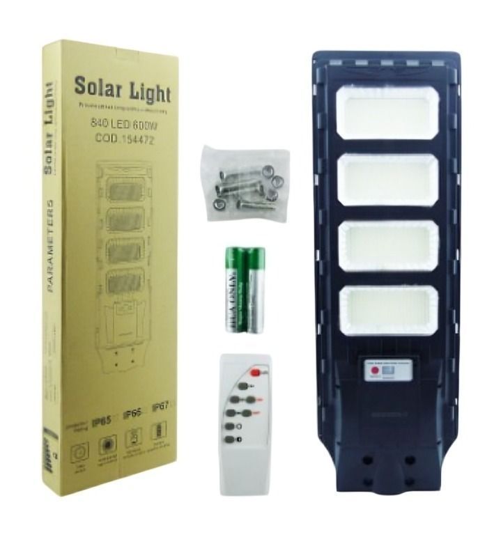 FOCO PARA POSTE SOLAR 600W CON 4 PLACAS 840 LED PVC CON CONTROL -0