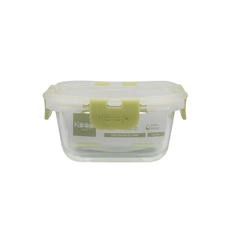 HERMETICO CUADRADO 320ML GLASS KEEP VERDE-0