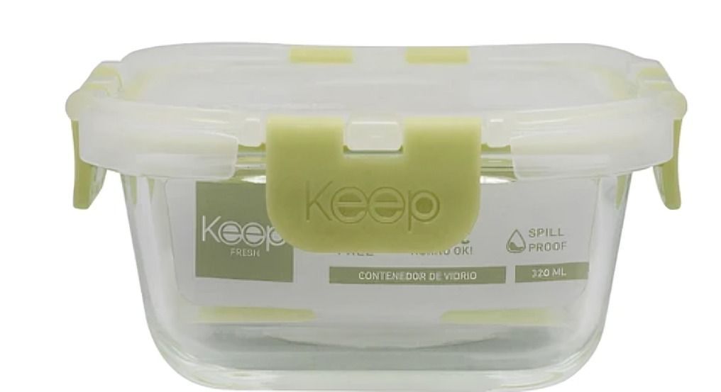 HERMETICO CUADRADO 320ML GLASS KEEP VERDE-1