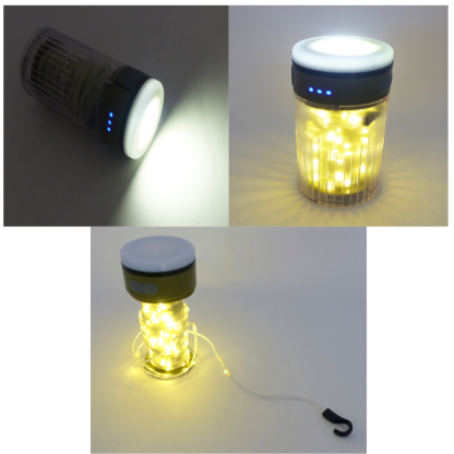 LAMPARA DE CAMPING + GUINALDA 10M LUZ CALIDA RECARGABLE USB-2