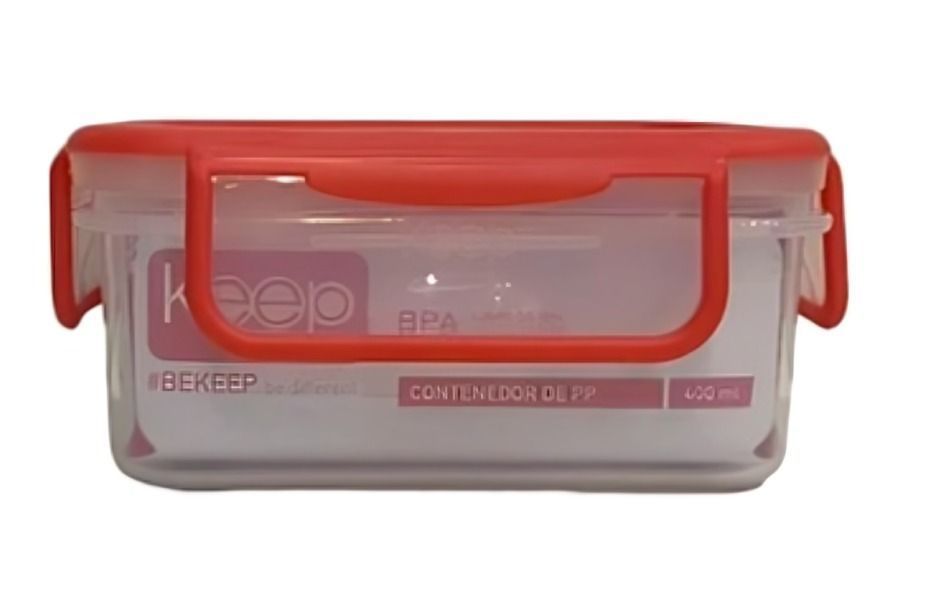 HERMETICO PP 400ML RECTANGULAR ROJO
