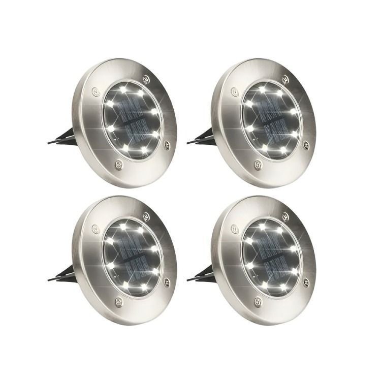 Pack X4 Luz Solar 8 Led Con Estaca Exterior Jardin
