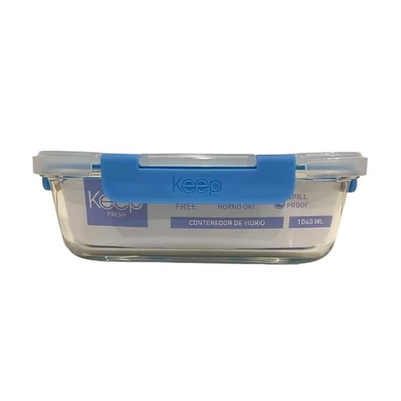 HERMETICO RECTANGULAR 1040ML GLASS KEEP AZUL-0