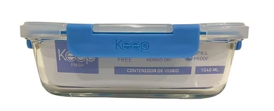 HERMETICO RECTANGULAR 1040ML GLASS KEEP AZUL-1