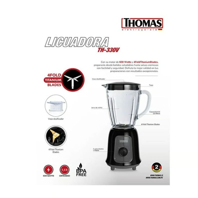 LICUADORA THOMAS TH-330V NEGRA-2