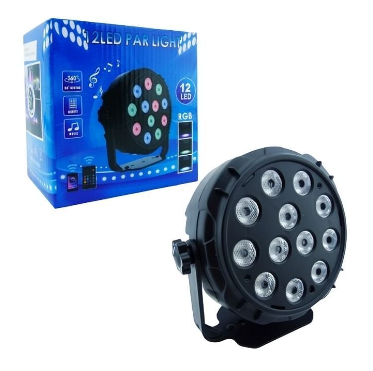 luz disco 12 led rgb ritmico con control REMOTO-0