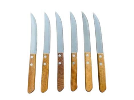 Set x6 Cuchillos Mango Madera 6 Piezas Color Marrón