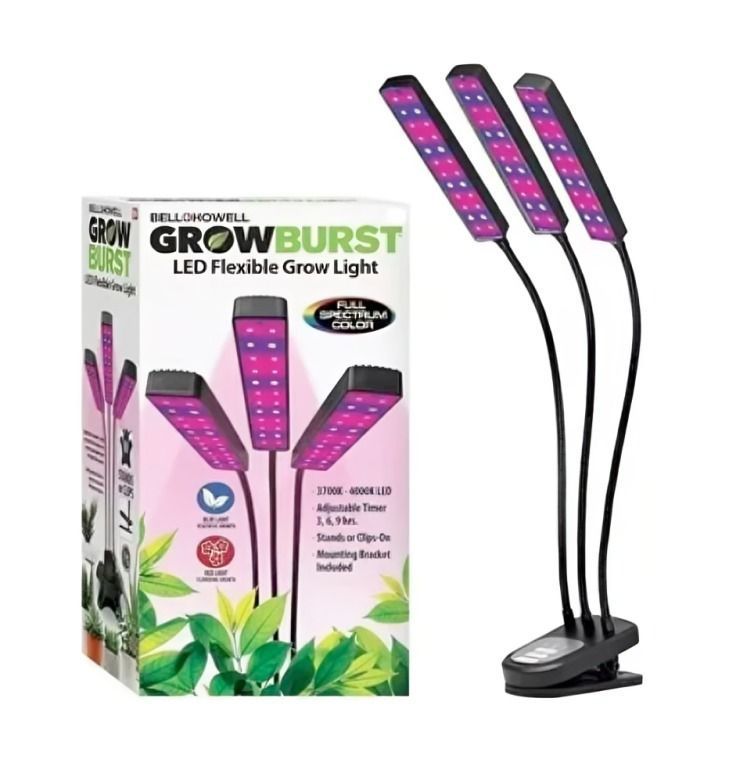 LAMPARA 72 LED UV CON USB CULTIVO INDOOR TRIPLE FOCO CON BROCHE AJUSTABLE CAJA-3