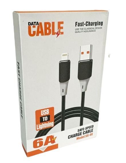 Cable iPhone USB SX-99 6A 1m Fast Charge Negro-0