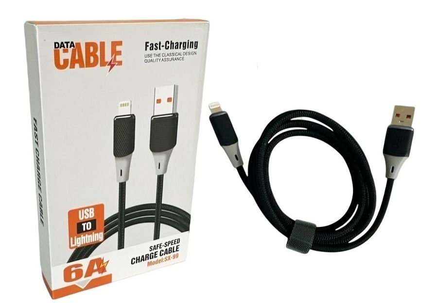 Cable iPhone USB SX-99 6A 1m Fast Charge Negro-3