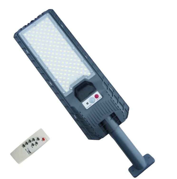 FOCO CON BRAZO SOLAR 500W PVC 140 LED CON CONTROL REMOTO SENSOR 40X15CM -3