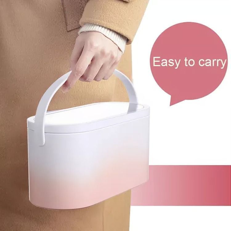 Caja Organizador De Maquillaje Portátil Con Espejo-4