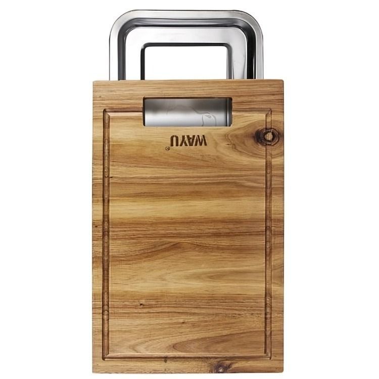 TABLA MADERA BANDEJA DE ACERO WAYU-1