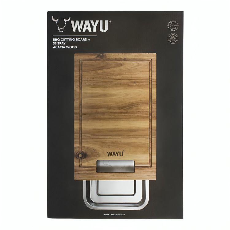 TABLA MADERA BANDEJA DE ACERO WAYU-2
