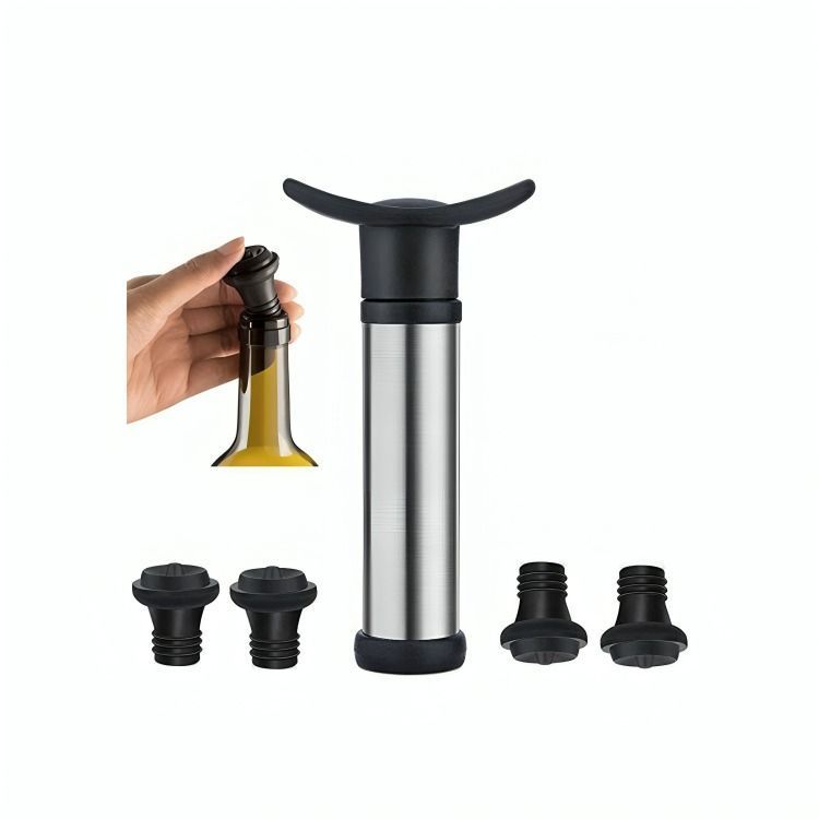 BOMBA DE VACÍO CON TAPAS PARA BOTELLAS DE VINO-1