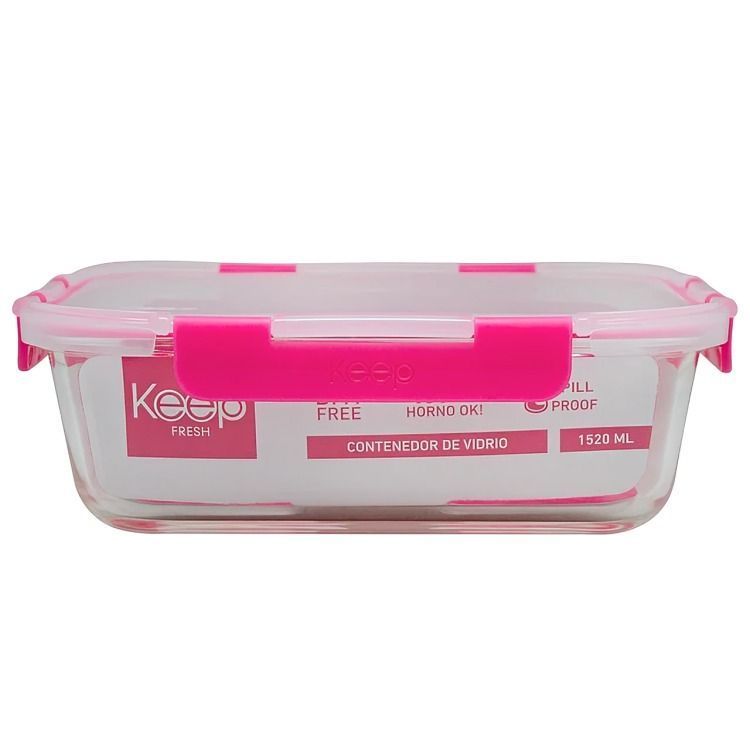 HERMETICO RECTANGULAR 1520ML GLASS KEEP FUCSIA-0
