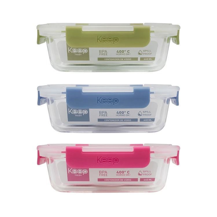 HERMETICO RECTANGULAR 640ML GLASS KEEP AZUL-2