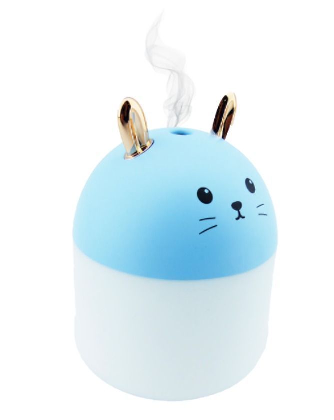 HUMIDIFICADOR MOD.GATITO CON LED 250ML RECARGABLE CELESTE-0