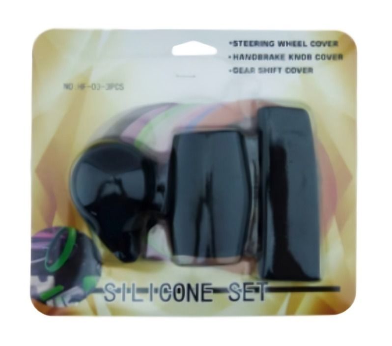 CUBRE VOLANTE SILICONA PARA AUTO SET X 3 PCS  GRIS-1