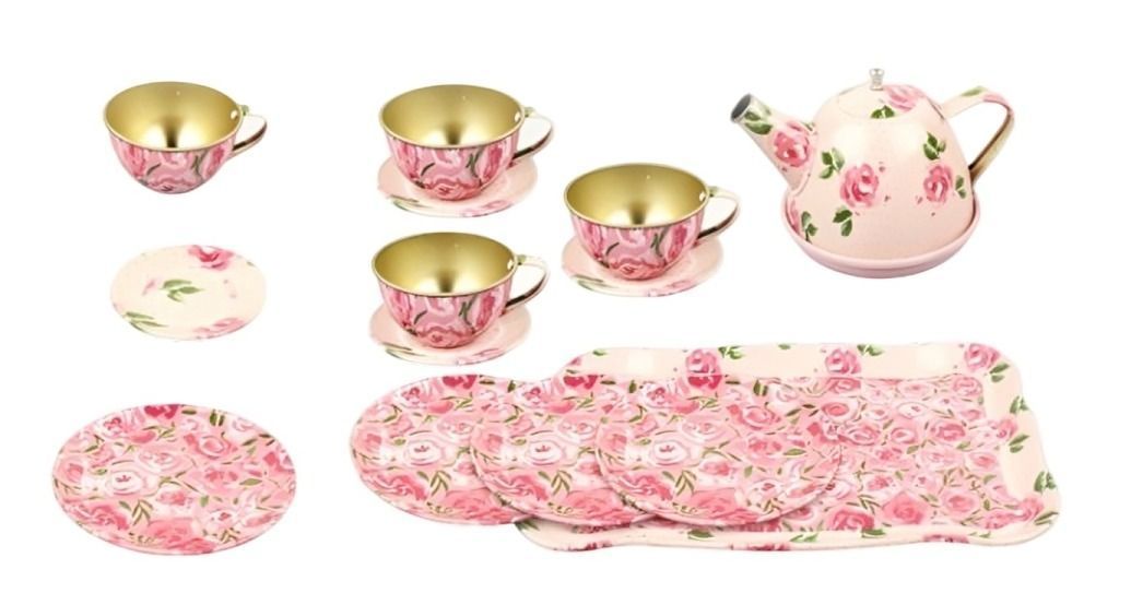 Set Tetera Metalico Color Rosa-0