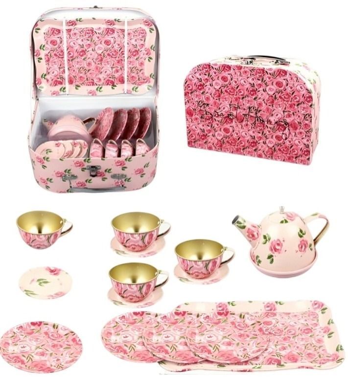 Set Tetera Metalico Color Rosa-2