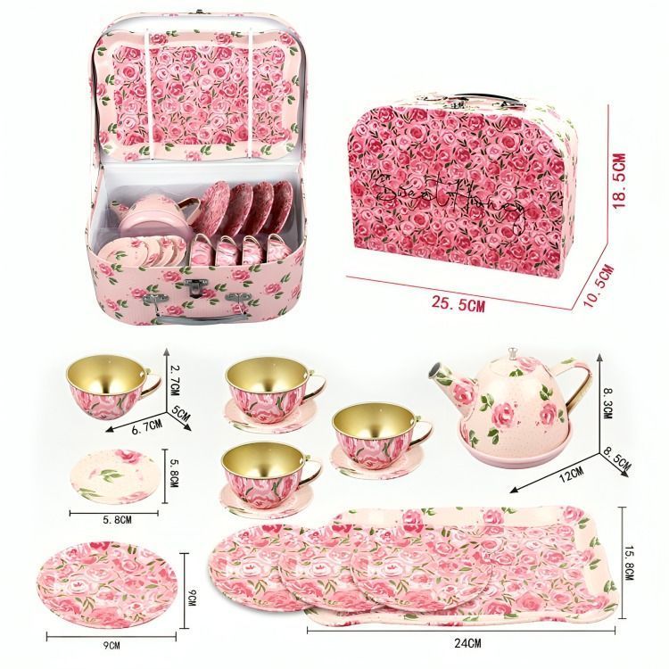 Set Tetera Metalico Color Rosa-3