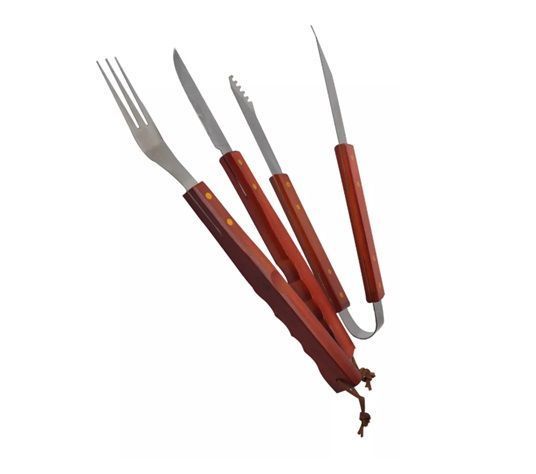 Set Parrillero Tres Piezas para Asado De Madera Y Fierro-1