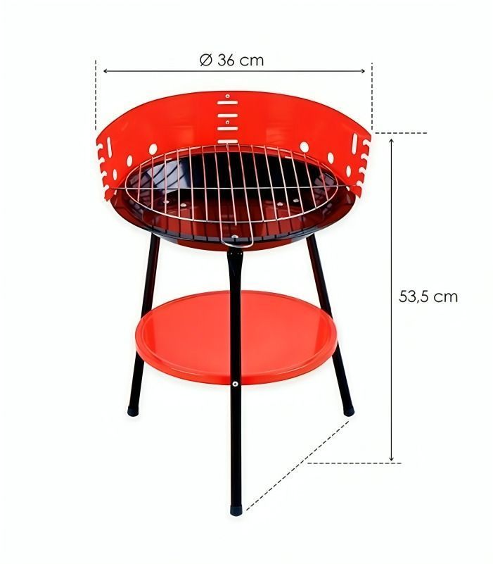 Parrilla Barbacoa Redonda De Acero Con Patas Desmontables-1