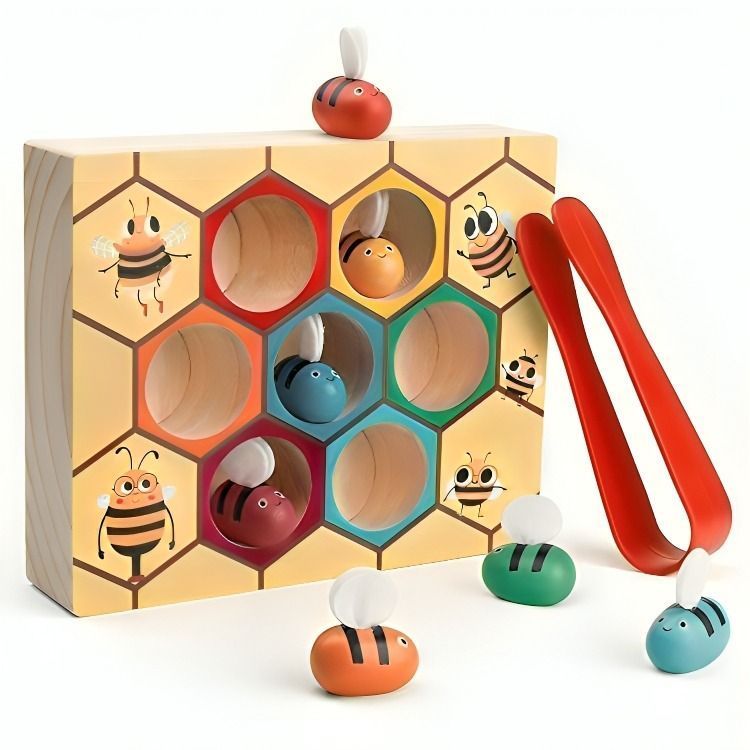 Juego de Abeja Juguete de Madera Montessori-0