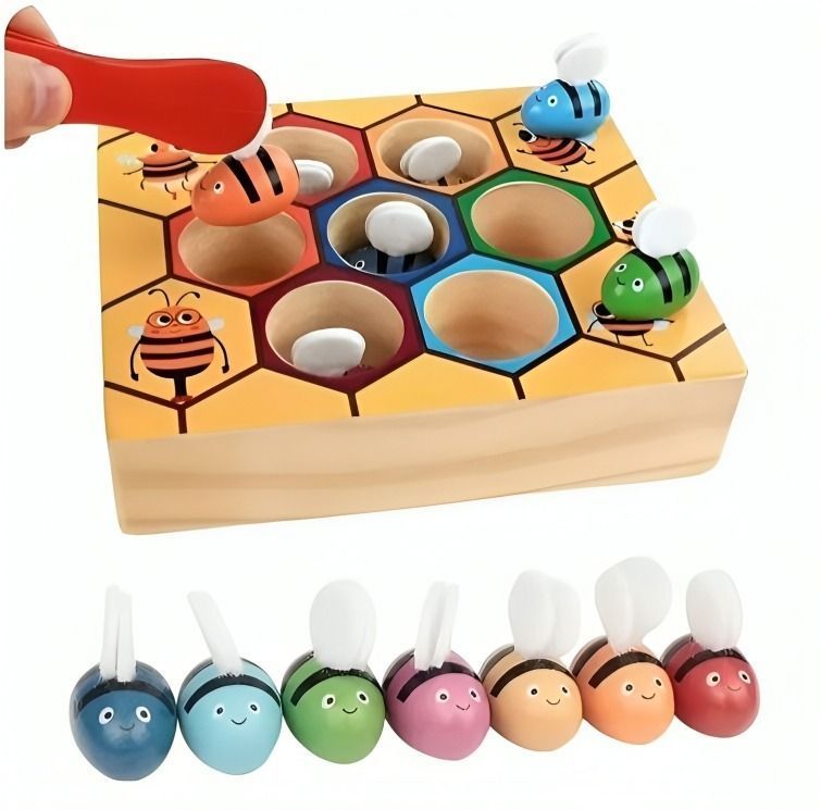 Juego de Abeja Juguete de Madera Montessori-1