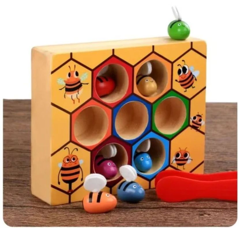 Juego de Abeja Juguete de Madera Montessori-3