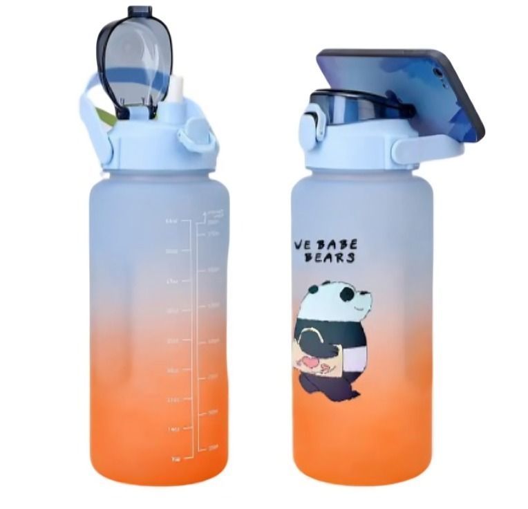 Pack 2 Botellas Agua Motivacional De 2 Litros Y 900ml Osos-1