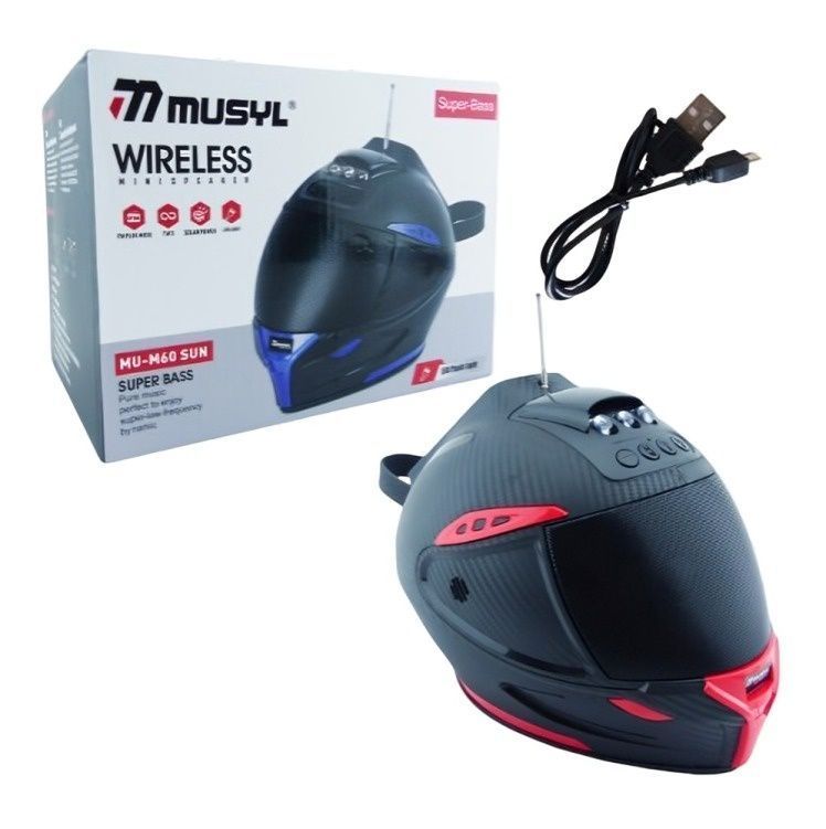 PARLANTE SOLAR TIPO CASCO MUSYL M-60 USB-TF CON LED ROJO-2