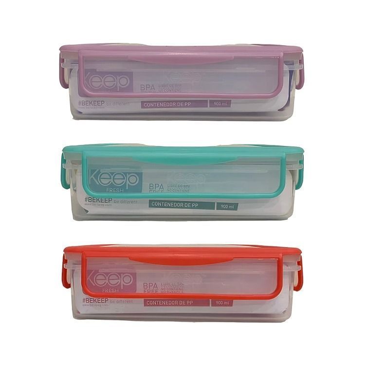 HERMETICO PP 900ML RECTANGULAR VERDE-1