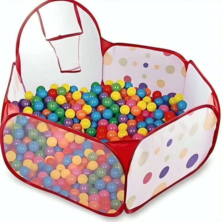 PISCINA DE PELOTA EN SUAVE TELA CON 50 PELOTAS DE COLORES-0