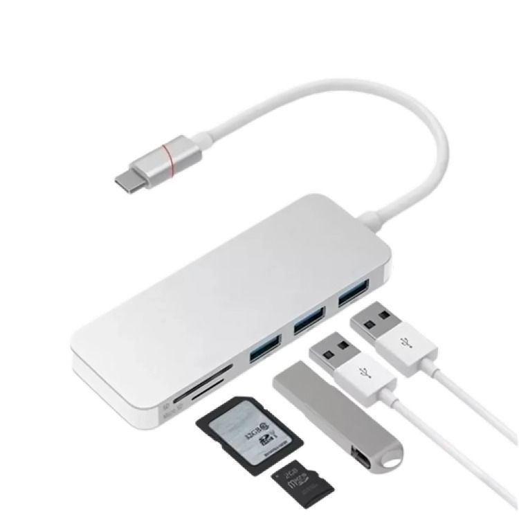 Adaptador Type C Tipo C 3 X Usb 3.0, Tf, Micro Sd 5en1-1